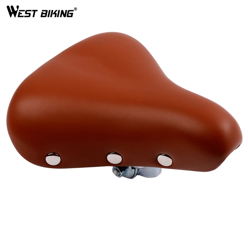 Велосипедное седло WEST BIKING ретро коричневого цвета эластичное мягкое