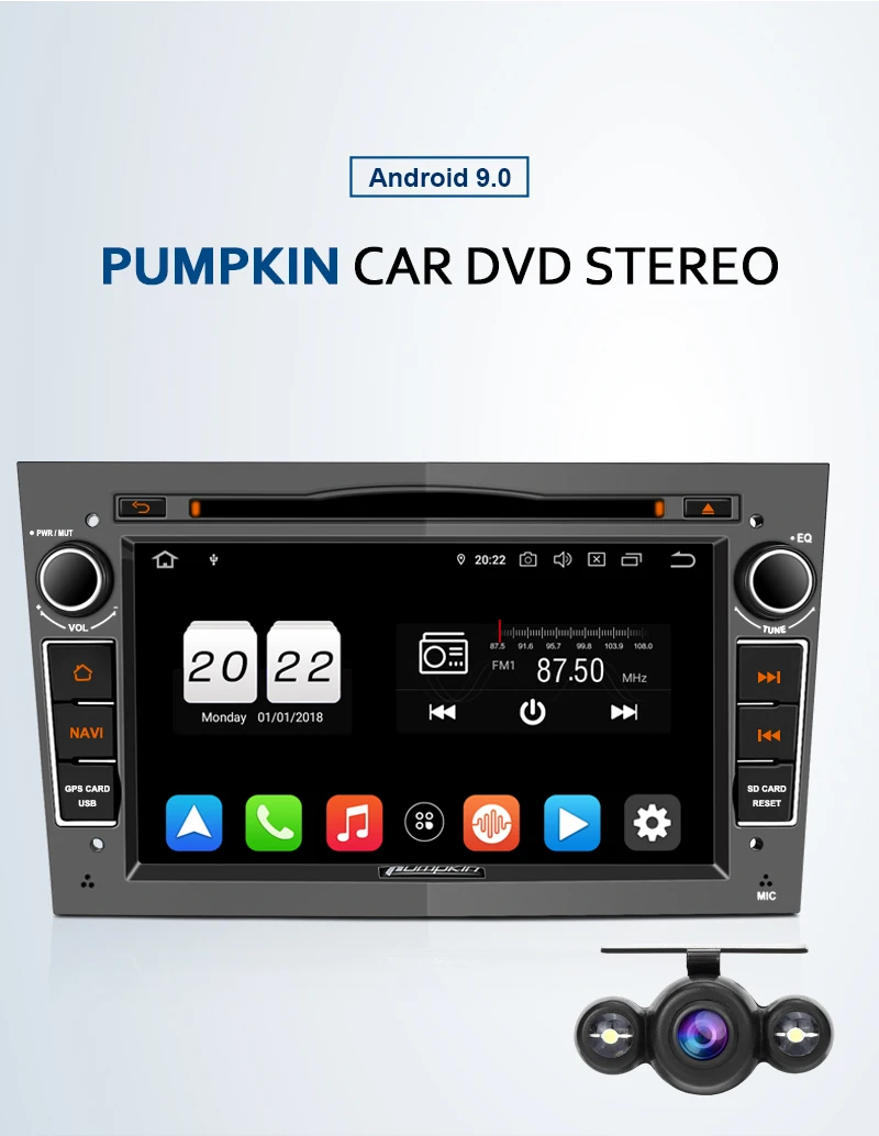 Best Pumpkin 2 Din 7"Android 9.0 Stereo For Opel/Corsa/Astra Car Multimedia DVD Player GPS Navigation Wifi OBD2 DAB+FM Radio Headunit 0