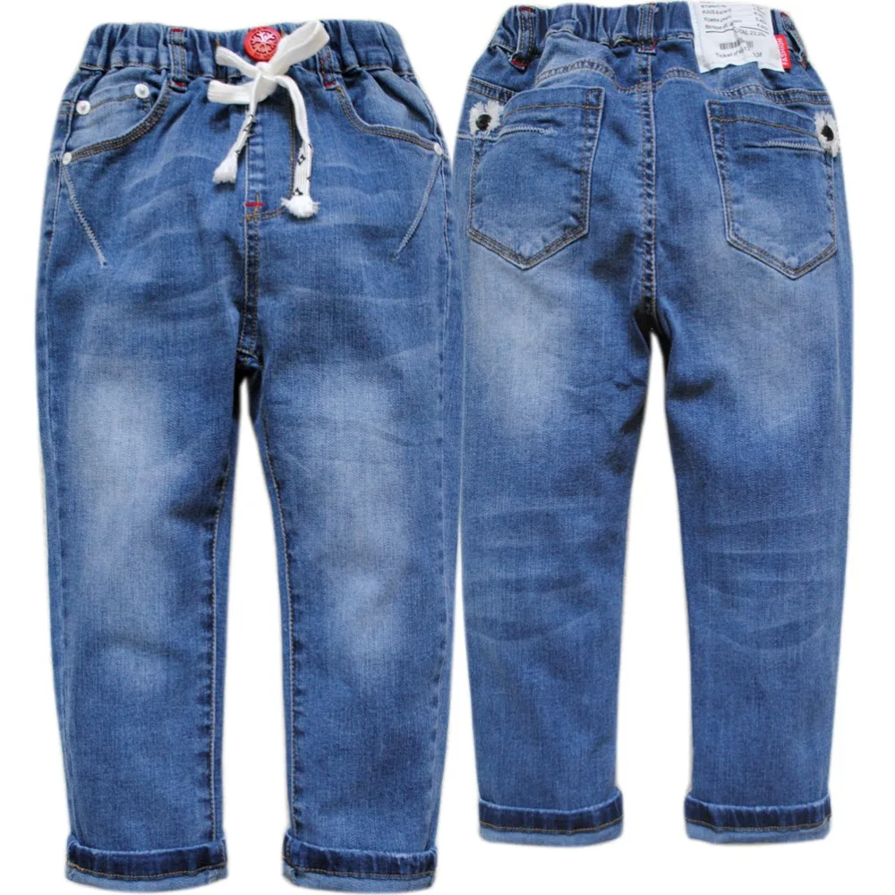 4110 джинсы для мальчиков джинсы для девочек весна-осень синий с эластичной талией Мягкие джинсовые штаны детские штаны детская мода новый