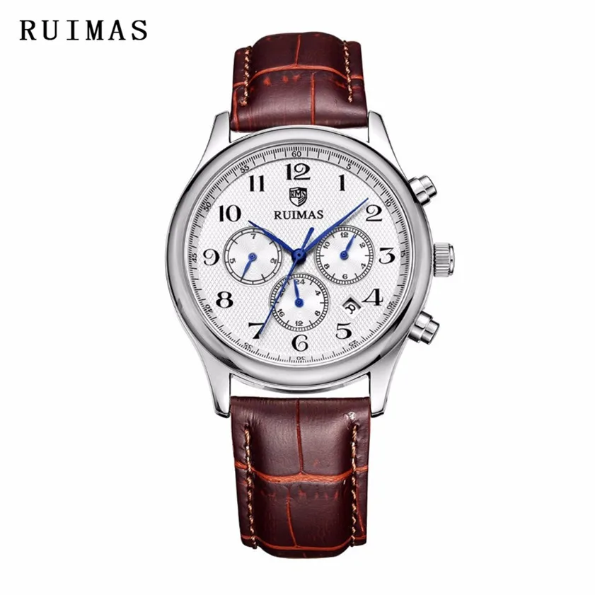 

RUIMAS Luxury Brand Relogio Masculino Mechanical Watch Leather Popular Wristwatches Men Gentle Stylish Watches Erkek Kol Saati