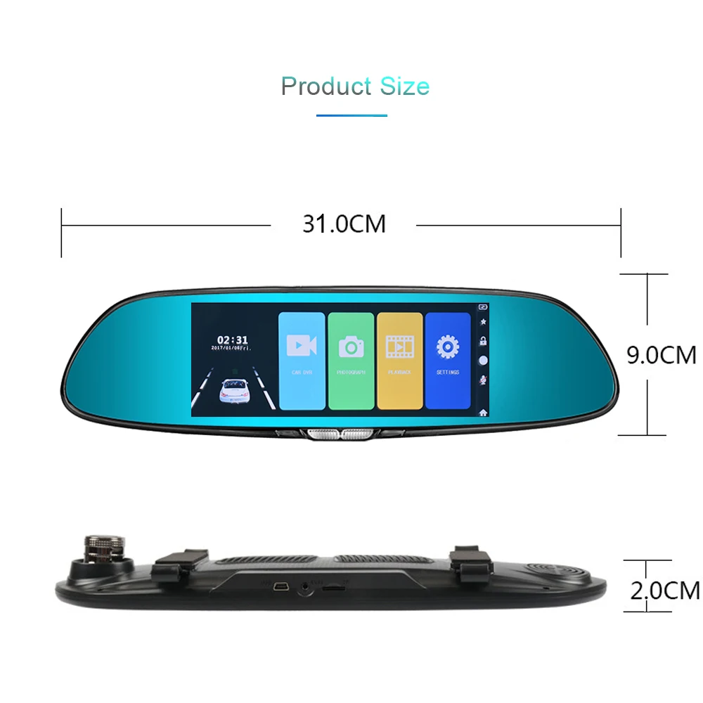 

Auto Registrator Dash Cam Car DVR Full HD 1080P 7.0 Inch IPS Touch Screen Recorder Camera Dual Lens with Rear View Camera