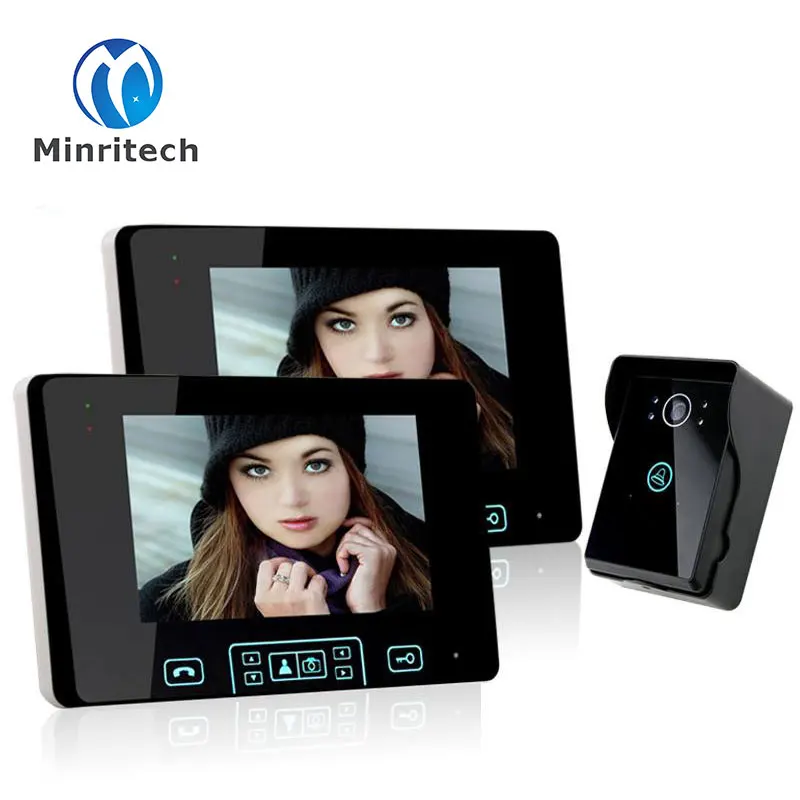 

New 7" TFT LCD WiFi Wireless Visual Intercom Doorbell Night Vision Video Recordable Visual 2 Monitor+1 Touch Camera Doorbell