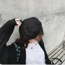 Высокое качество чистый шерстяной Женский вязаный берет зимний теплый женский Британский стиль леди берет художника однотонные шляпы хит