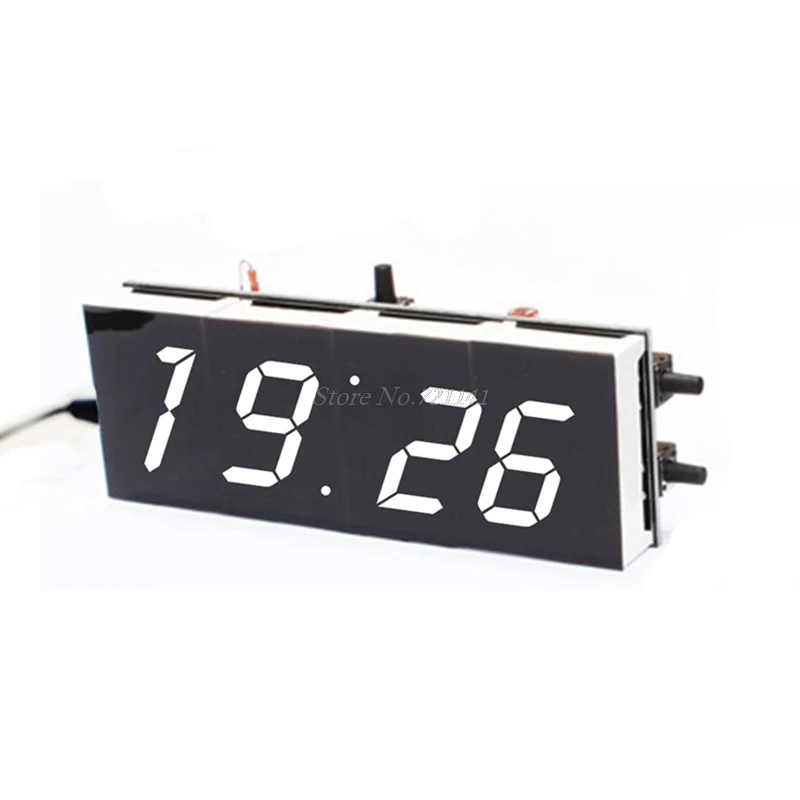 

DIY 4-Digit Digital Clock Electronic LED Kit Large Display Case Light Control 1X White
