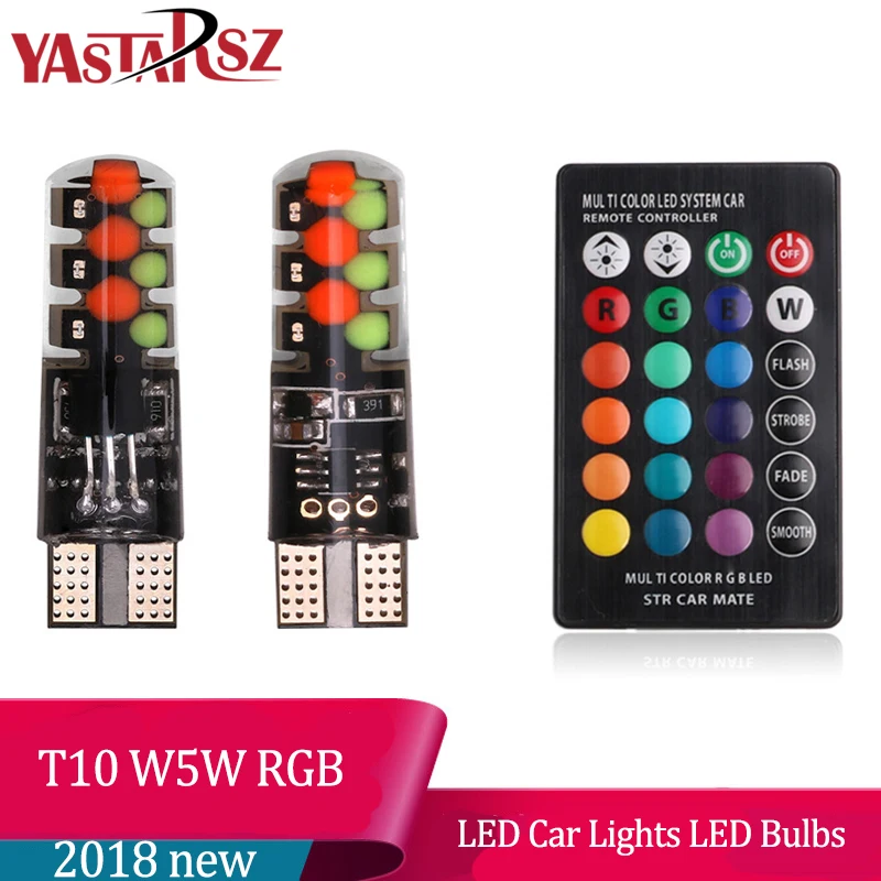 

1PCS New Universal Car Led W5W T10 RGB COB 12SMD Clearance lights Colorful Multi Mode Car Light Bulbs With Remote Controller