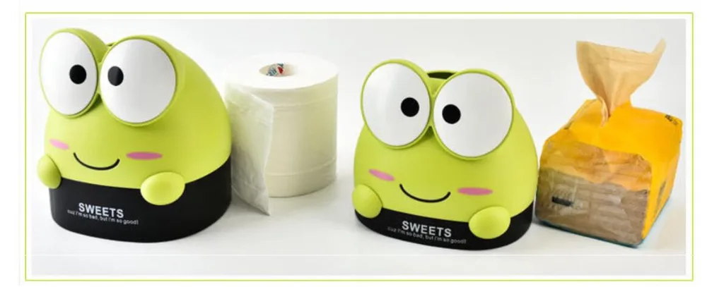 Очень милый большие глаза мультфильм лягушка Tissue Box Мода Мультфильм рулон коробка