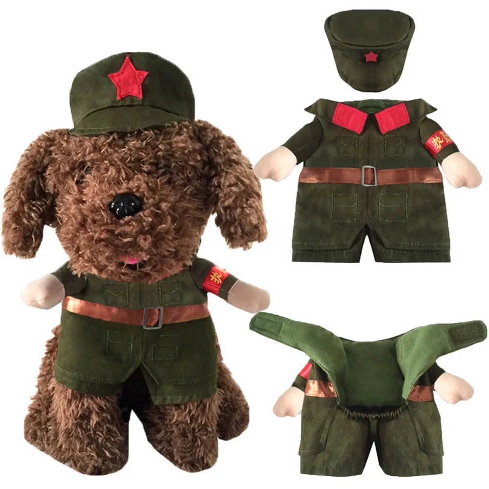 

2017 Fashion Cool Cute Military Uniform Dog Pet Cosplay Thick Costume Clothing Comfortable For Small Pet Cat Dog Clothing