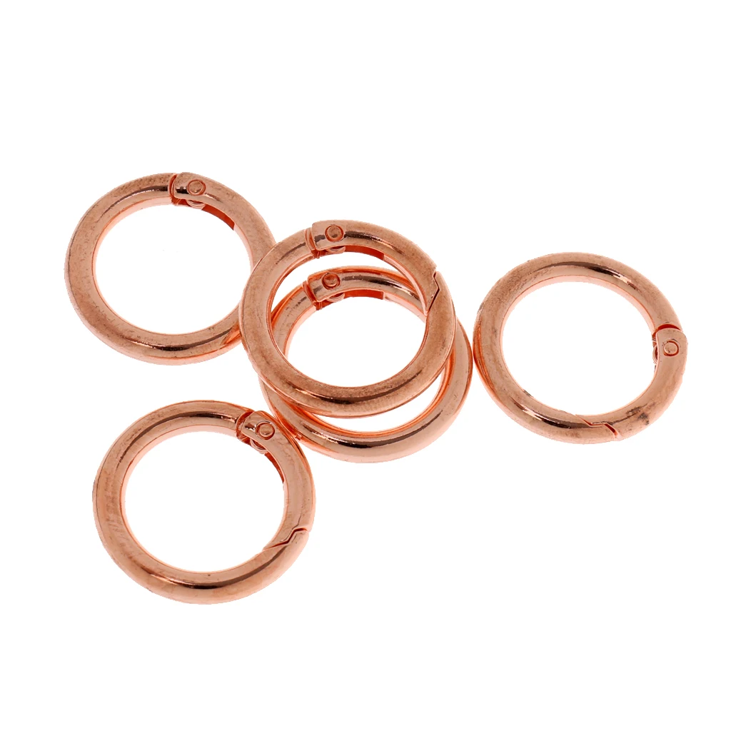 5Pcs O-Ring Carabiners Metal Round Circle Carabiner Spring Snap Clips Hook Keyring Backpack Buckle Handbags
