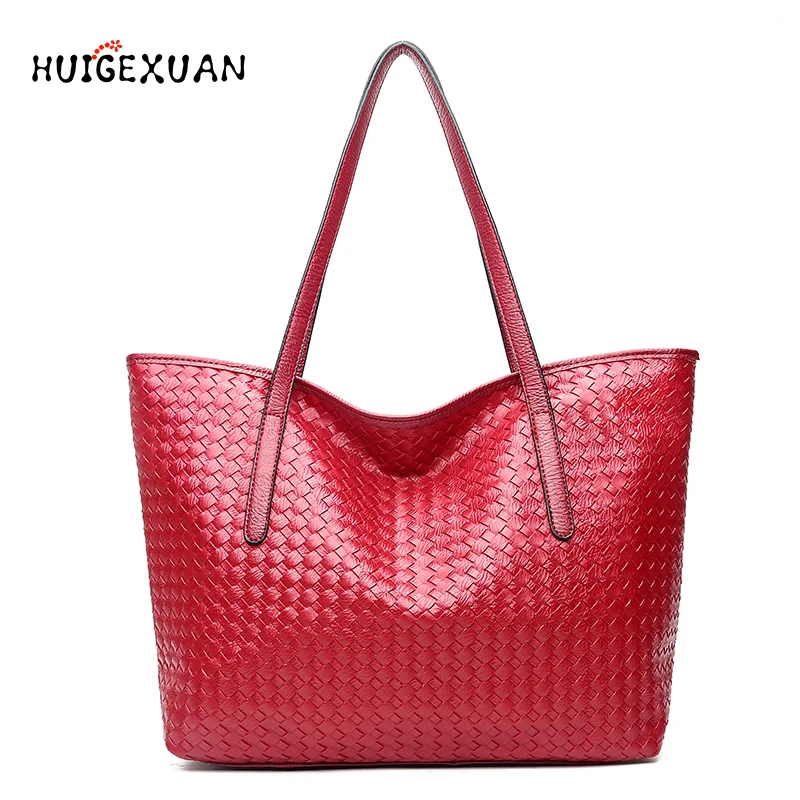 

2018New European Fashion Women Large Shoulder Bag Casual Ladies Weave Handbag Black High Quality Brand Design Shopping Work Tote