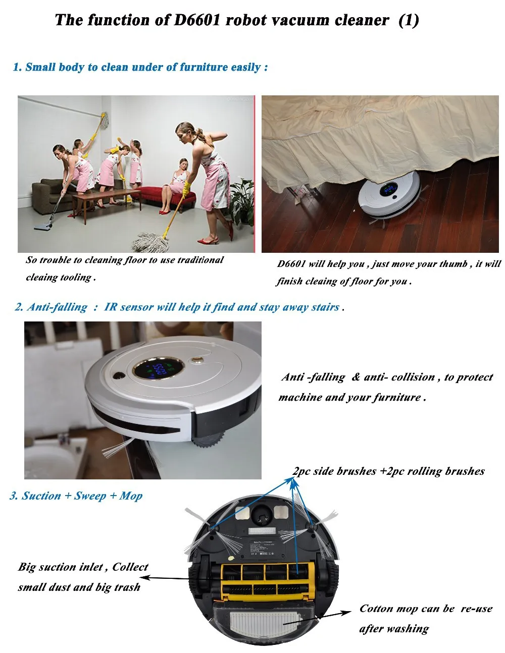 Sale big discount !  Brand robot vacuum cleaner ,robotic  ,blueteeth remote control ,Li-battery , long working time ,strong suction 3