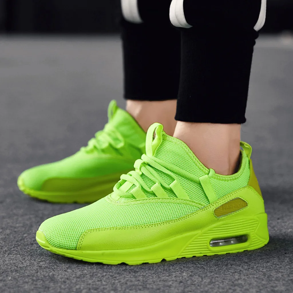 

Perimedes new Fashion Couple Sneakers Fluorescent green lace-up Sports Shoes Mesh Casual Running Breathable Sneakers scarpe