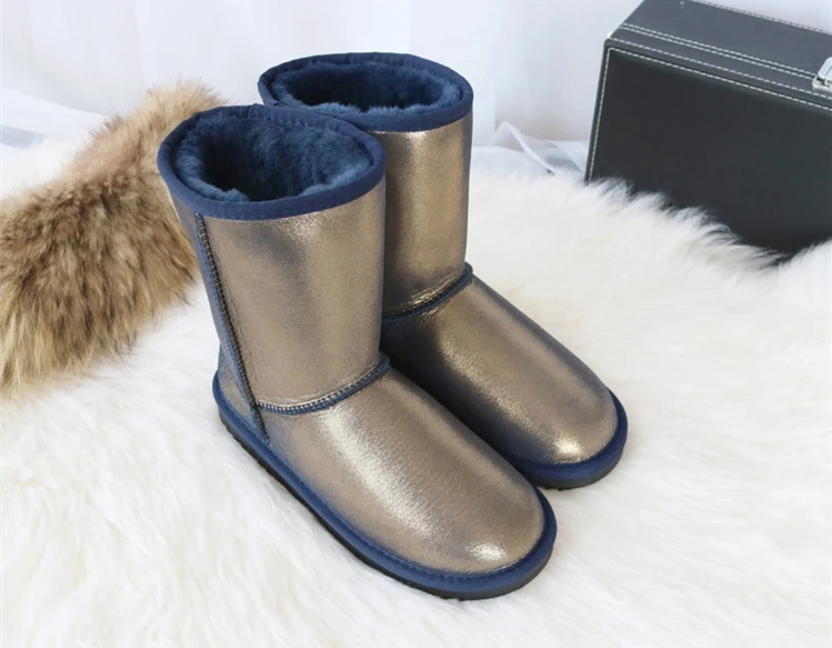 G&Zaco Luxury Australia Sheepskin Snow Boots Women Winter Natural Wool Sheep Boots Calf Warm Non-slip Female Flat Boots