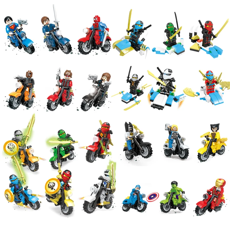 Action Figures 4 Styles 6pcs/set Super Heroes Ninja Iron Man Building Blocks Toy Set Classic For Boys Gift Kids | Игрушки и хобби