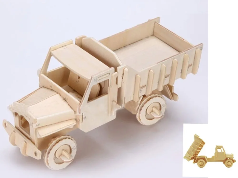 New 3D Wooden Truck Puzzle Jigsaw Lorry Model Toy DIY Kit for Children