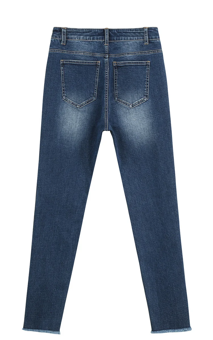 Samstree/потертые однотонные прямые женские джинсовые брюки со средней талией в минималистическом стиле осенние чистые необработанные потертые джинсы для офиса