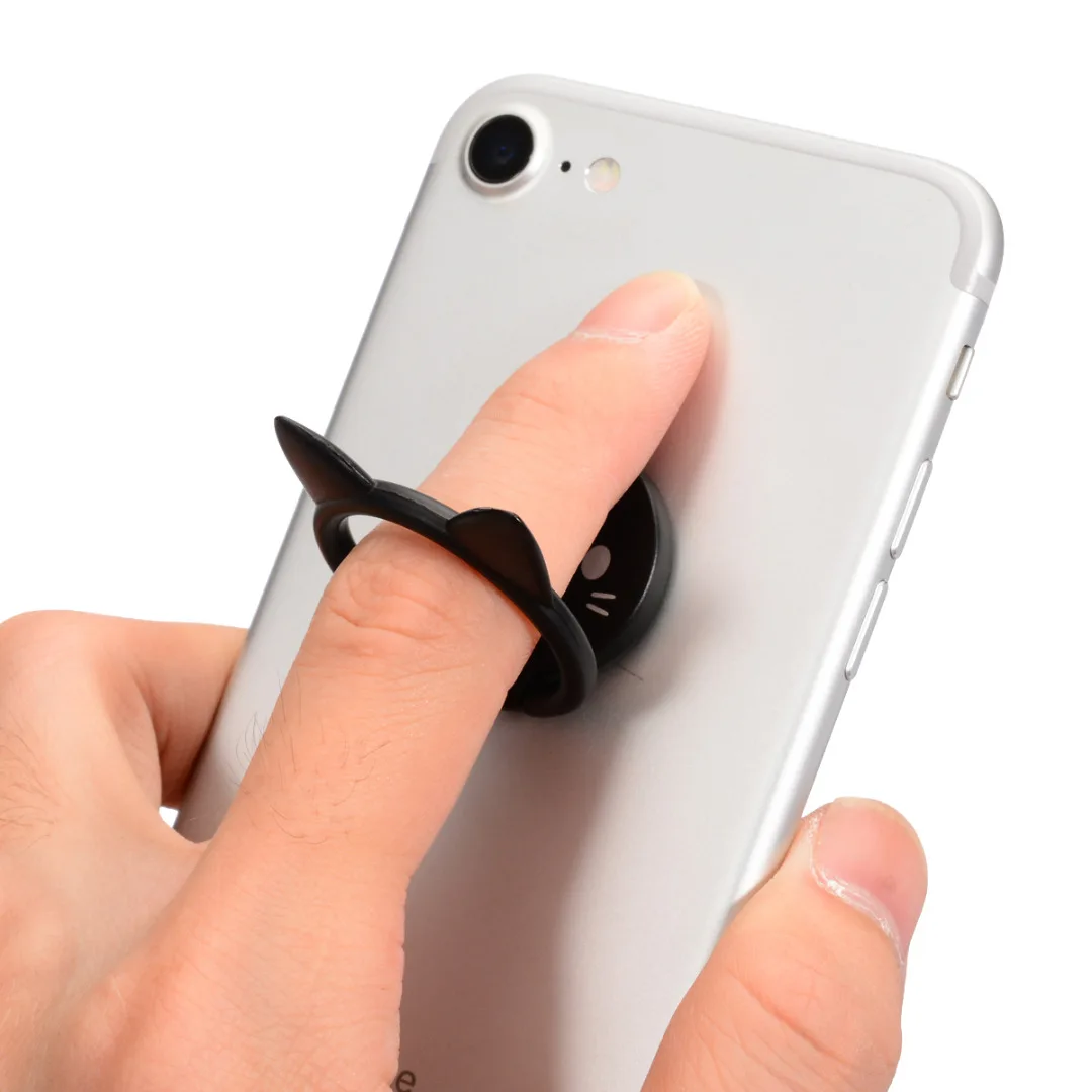 360 Degree Rotating Cute Cartoon Cat Finger Grip Ring Stand Holder for Mobile Cell Phone Finger Ring Smartphone Stand Holder