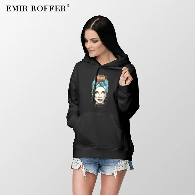 EMIR ROFFER 2018 Fashion Streetwear Harajuku Hoodies Women's Sweatshirt Oversized Hooded Warm Ladies Winter Clothing  (2)