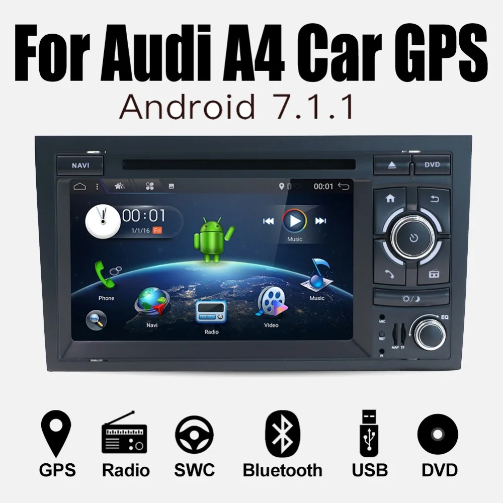 Perfect Quad Core 7 inch Android 7.1 Car DVD Player For Audi A4 2003-2008 Touchscreen Audio Bluetooth In Dash Car Stereo GPS Navigation 0