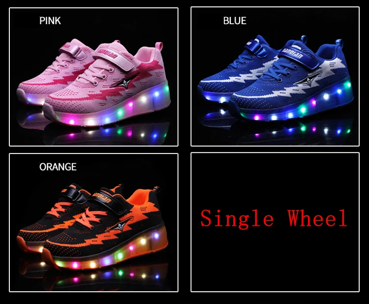 HYFMWZS модные съемные одинарные ролики двухколесный светодиодный зарядное устройство Heelys обувь дышащая детская обувь
