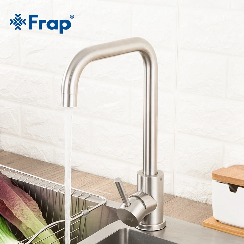 Billig Frap Edelstahl Küche Wasserhahn Gebürstet Prozess Swivel Becken Wasserhahn 360 Grad Rotation Hot Cold Wasser Mixer Tap Y40108