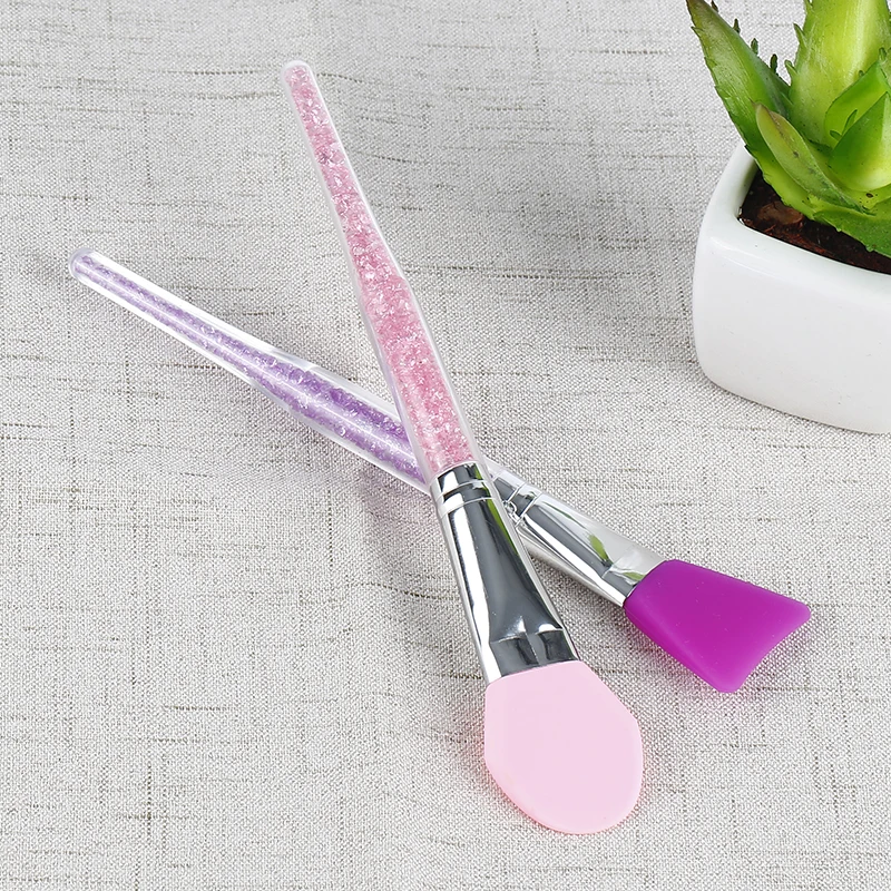 

2 Pcs/set New DIY Facial Silicone Mask Make Tools Silicone Mask Brushes Purple/Pink Soft Cosmetic Face Care Tool