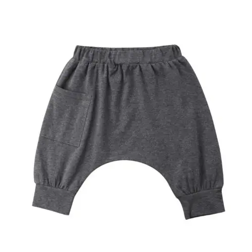 Повседневная одежда для маленьких мальчиков Хлопковые Штаны-шаровары повседневные штаны для мальчиков От 0 до 5 лет - Цвет: Темно-серый