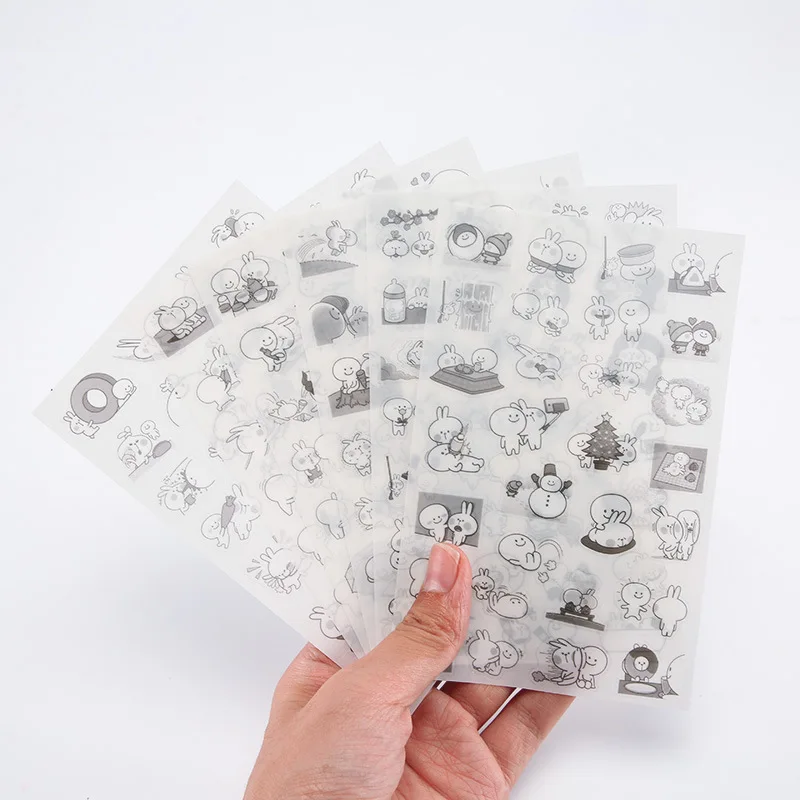 

6 Sheets Kawaii Rabbit Cute Bunny Stationery Stickers Scrapbooking Diary Baking Gift Packing Label School Office Supplies