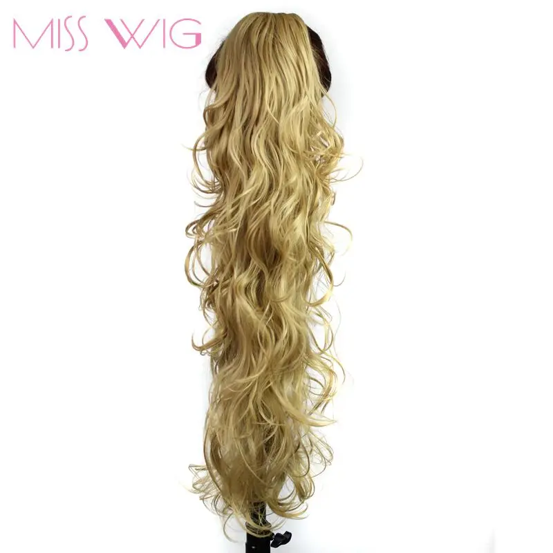 

MISS WIG 20 Inchs Ponytail Wavy Hair Extension 14Color Available Synthetic Fake Ponytails 200g High Temperature Fiber