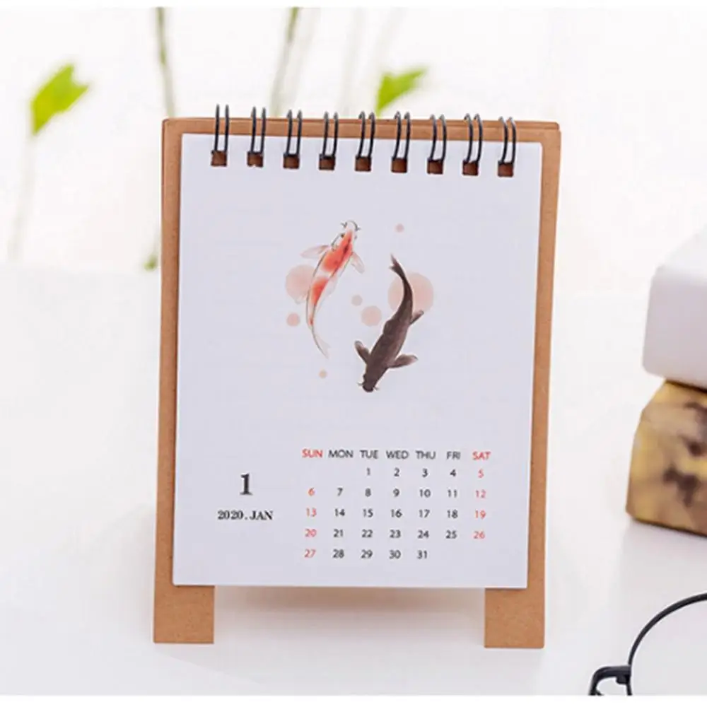 

2020 Cute Cartoon Mini Table Desk Calendar memorandum Plan Calendar