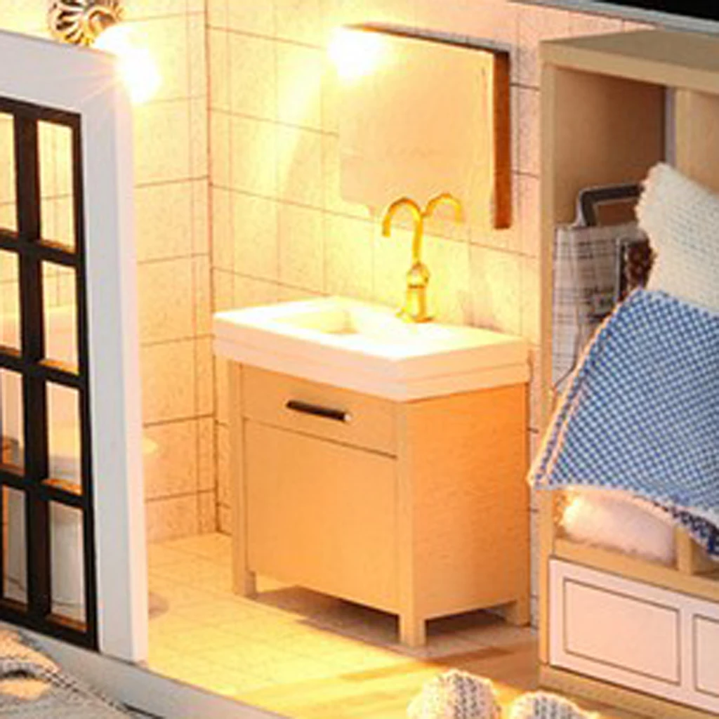 1/24 Dollhouse Miniatures Diorama DIY Accessories Kit Modern Style Duplex Apartment House Kids Children Birthday Gift