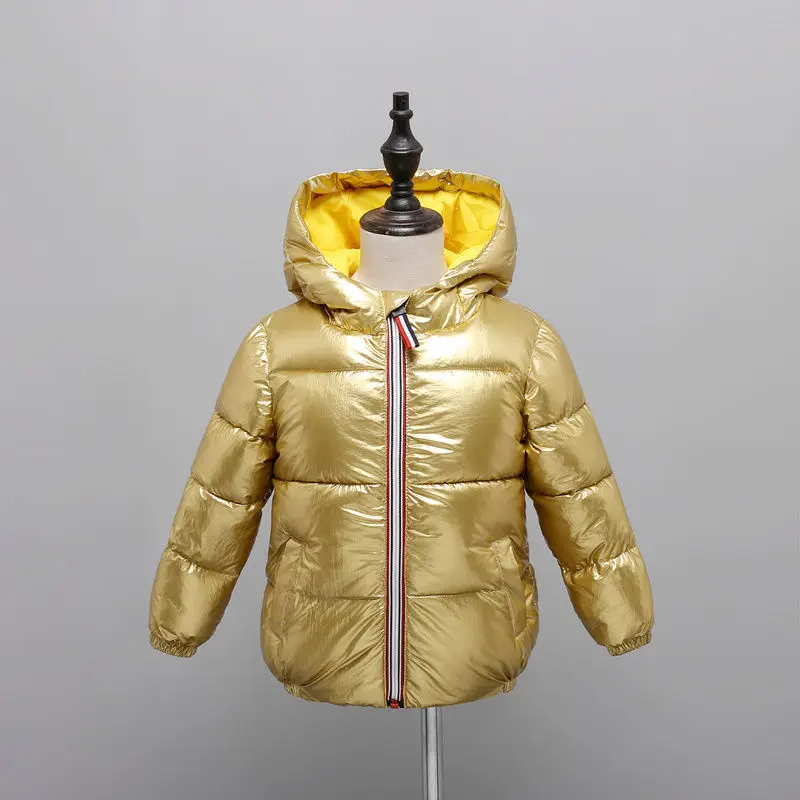 HH/зимнее пальто для девочек; детский хлопковый пуховик для девочек; зимний комбинезон в Корейском стиле; детская одежда; верхняя одежда; пальто; зимние куртки для маленьких мальчиков - Цвет: gold