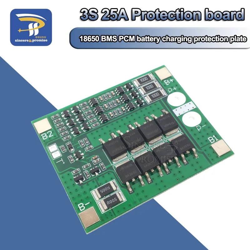 Защитная плата для аккумуляторов 3S 25A Li Ion 18650 BMS PCM bms pcm с балансиром модуля
