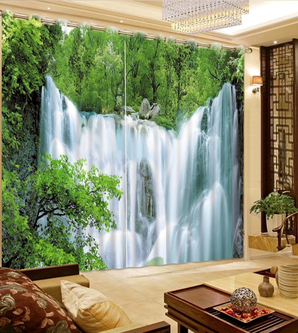 

curtains for room Modern style waterfall scenery curtains 3d home decoration