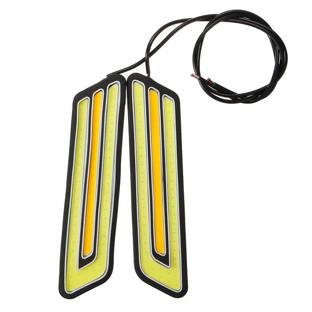 

Durable Daytime Running Light COB Strip 2pcs Waterproof Reverse Lamps Car Driving Light Universal Dual Color Driving Light