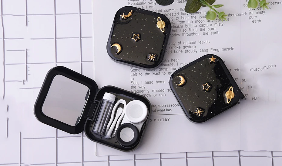 MLLSE новый бренд сумка для объектива коробка Женский, Черный Личность получения квадратный стильный женский Портативный контактные линзы
