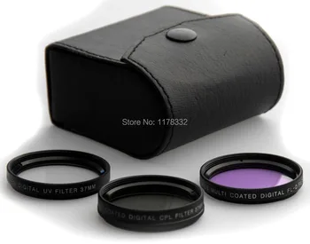 

1 37MM Filter kit UV FLD CPL Circular Polarized + filter case bag for DSLR Camera With Tracking
