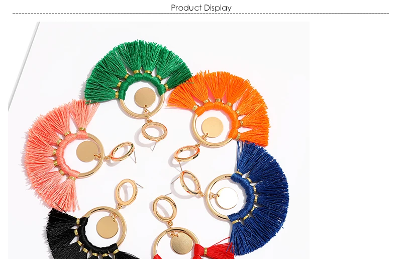Bohemian Fringed Tassel Earrings Wedding Orange Hanging Earrings for Women Punk Statement Drop Earings Fashion Jewelry (1)