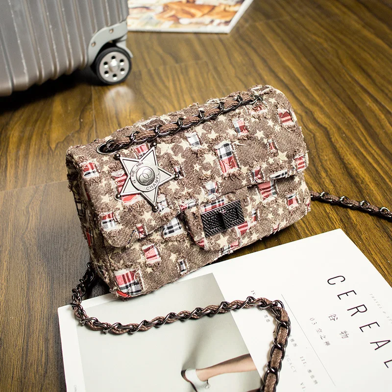 

crossbody bags for women messenger mini bags with Chains women shoulder Western denim bag ME638