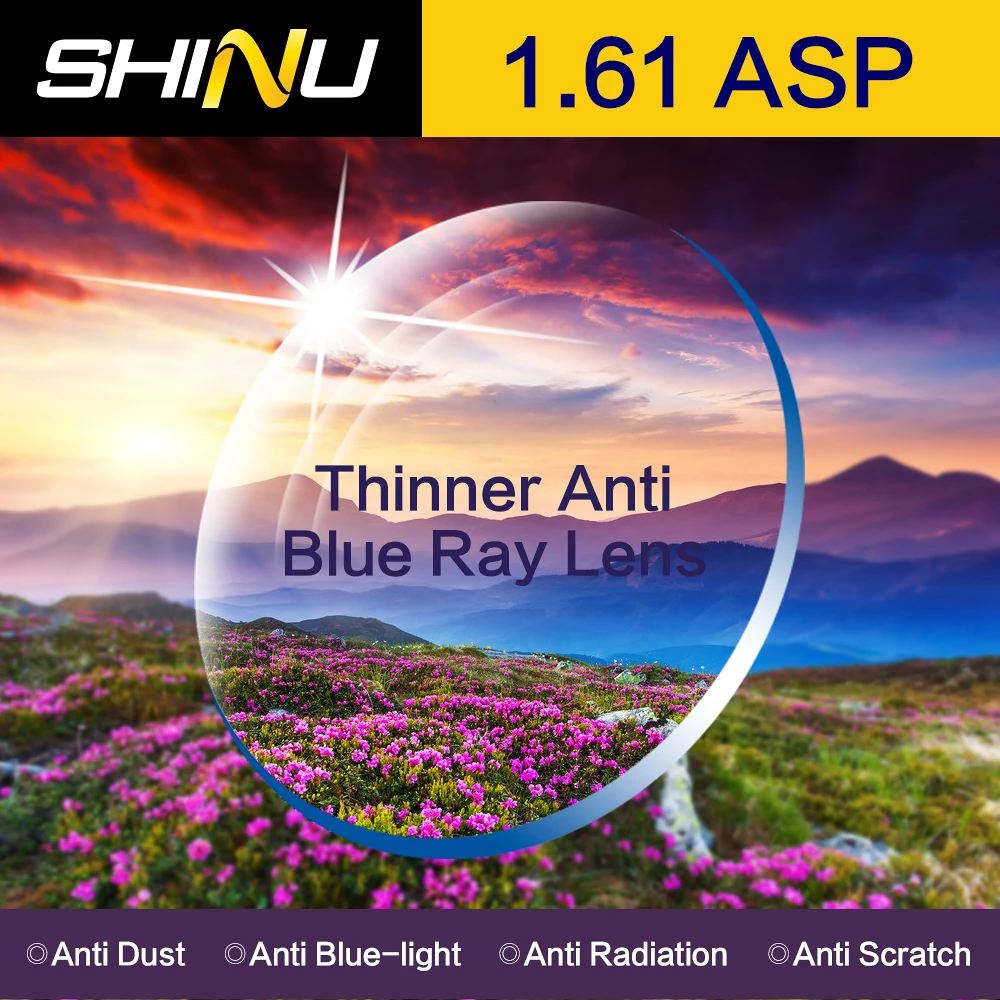 

SHINU Customisable 1.61 Anti Fatigue Proof Blue Ray Aspheric Hard Resin Lens Myopia Glasses Custom SH1005