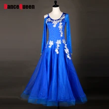 2017 Women Ballroom Dance Dress Backless Applique Bouffant Skirt Vestidos Ballroom Standard Stage Flamenco Dress Clothes