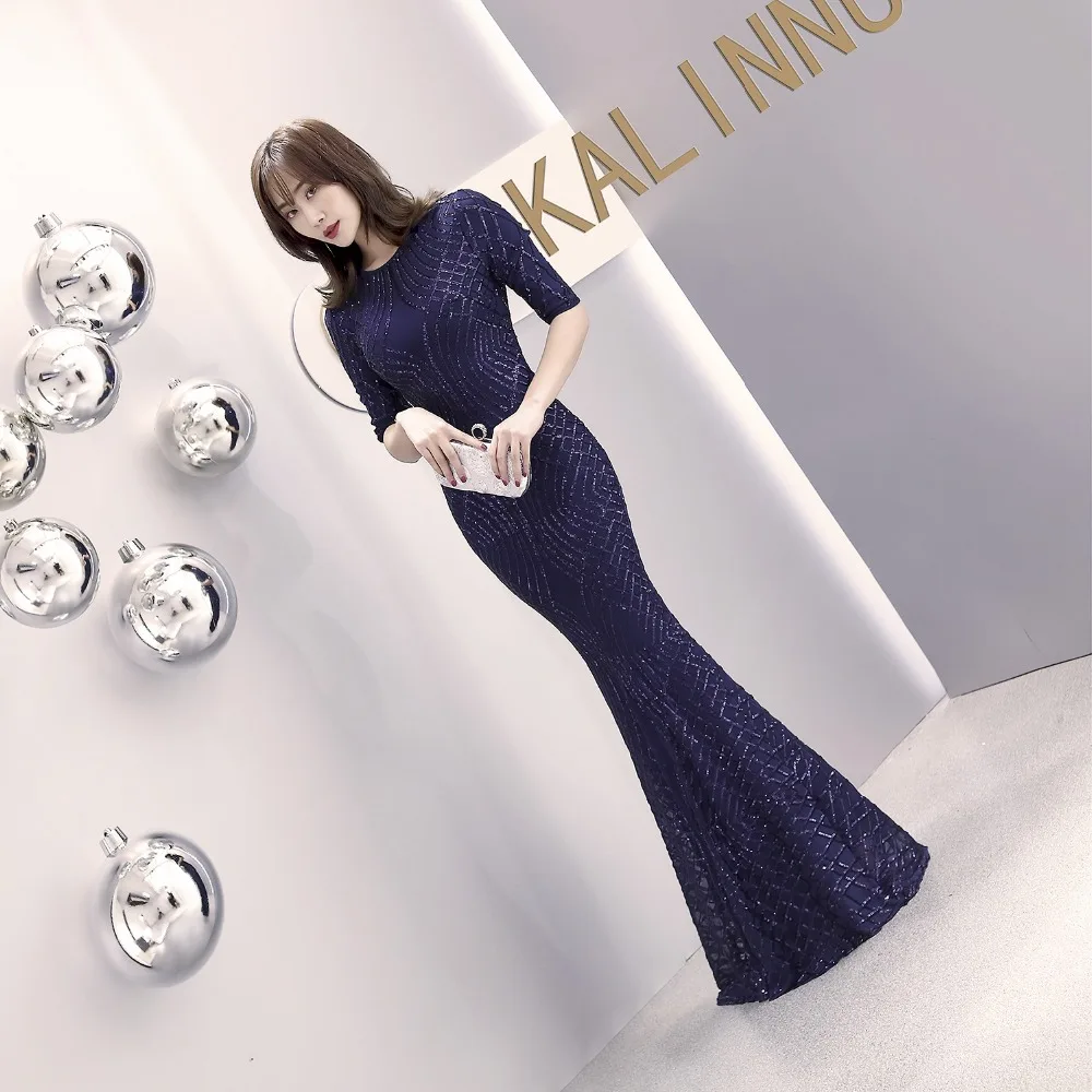 Formal dress Bead Half sleeve stripe Slim TrumpetMermaid Host Club night Long Party Maxi Dress for woman (10)