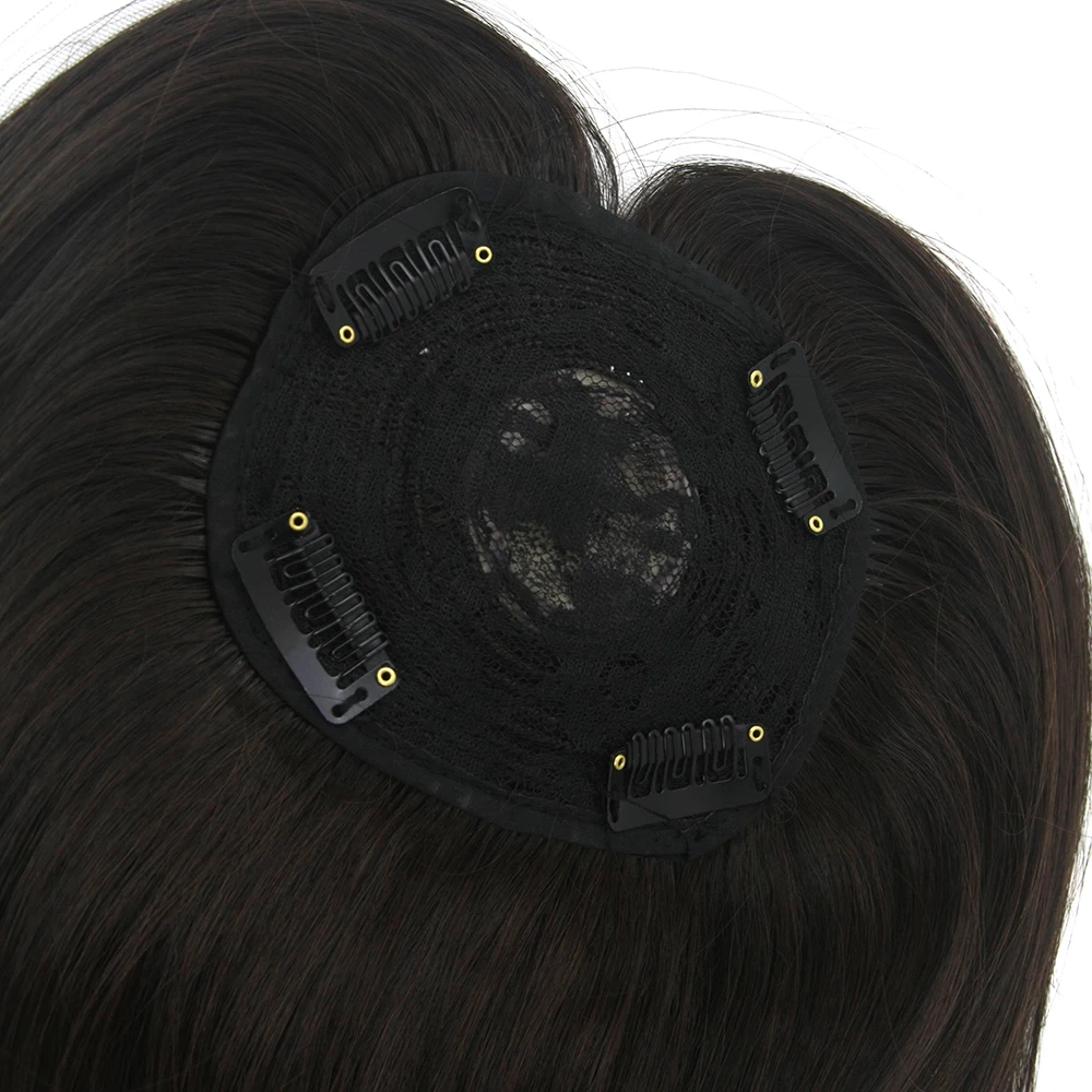 Soowee длинные коричневые синтетические волосы накладка из волос прямые волосы короткая челка топ закрытия для мужчин и женщин