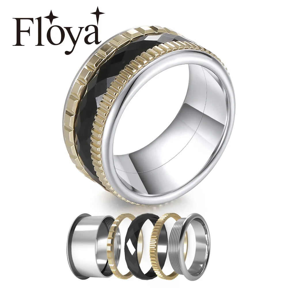 Floya Gold Ring Women Stainless Steel Wedding Rings Interchangeable Arctic Symphony Collection Bague Original Design | Украшения и