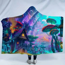 Фантастическая лесной гриб с капюшоном одеяло коралловый флис Печатный психоделическая кофта одеяло s для детей взрослых диван тв пледы одеяло