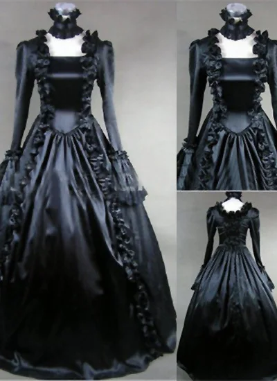 

Black Gothic Victorian Dress Square Collar Stage Dresses Stage Ball Gown