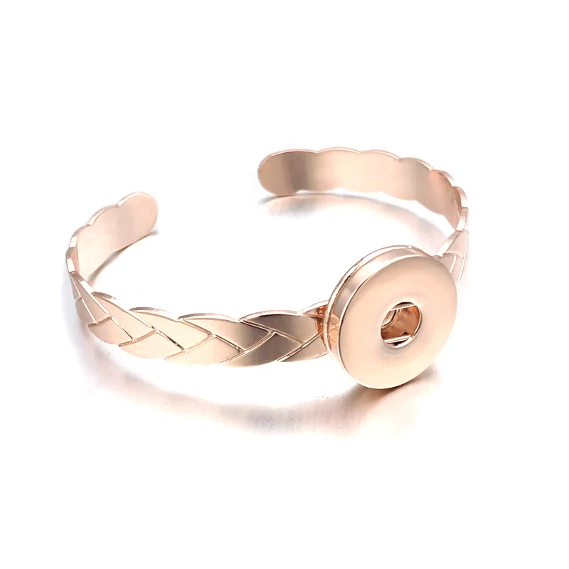 

Adjustable Metal Copper 097 Hollow Vintage Carved Bracelet Bangle Interchangeable Charm Jewelry For Women Gift Fit 18mm Button