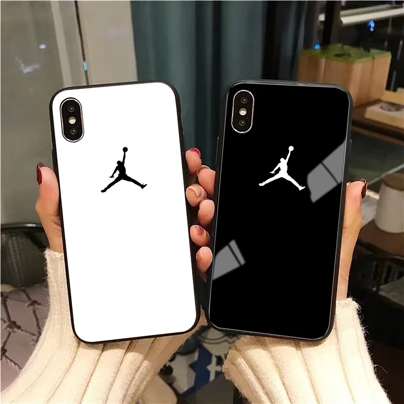 Flyman Air 23 Jordan Case for Samsung S10 S9 S8 Note 9 Sports Simple Glass Cover For iPhone X Xs Max Xr 8 7 6 6s Plus Coque capa