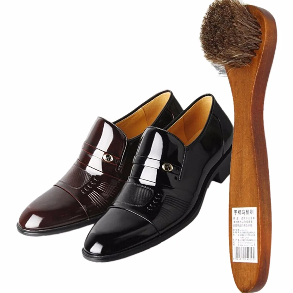 1Pcs Polish Buffing Brush Care Long Wood Handle Bristle Hair Shoes Brush Cleaner For Boot Wholesale