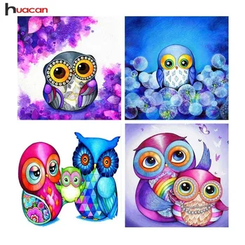 

HUACAN DIY 5D Owl Diamond Embroidery Children's Room Decor Full Square Diamond Painting Cartoon Bird Cross Stitch Set F1636