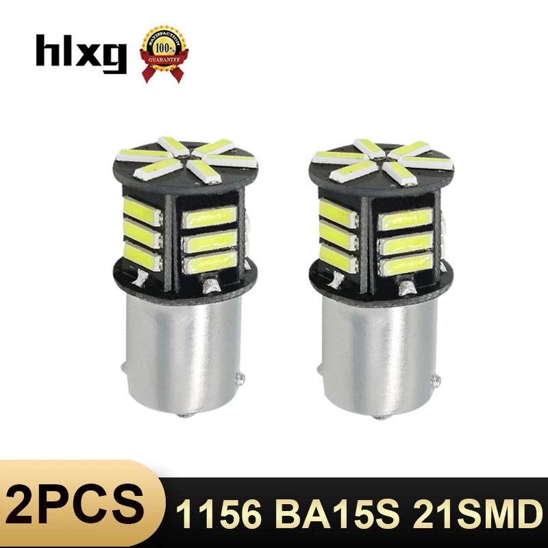 

HLXG 2x BA15S 1156 7506 P21W turn Signal Bulb bulbs LED Parking Light White Car Reverse Backup Light